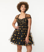 Unique Vintage Black & Pumpkin Print Babydoll Dress - Unique Vintage - Womens, HALLOWEEN, DRESSES