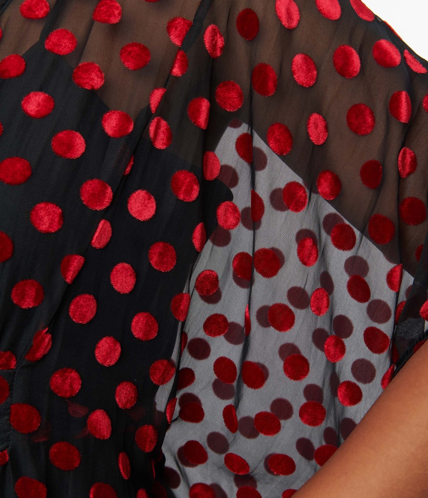 Unique Vintage Black & Red Swiss Dot Burton Caftan Dress - Unique Vintage - Womens, DRESSES, MAXI