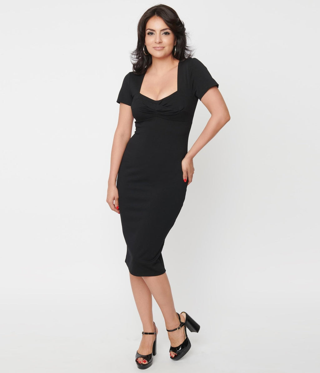 Unique Vintage Black Robbie Wiggle Dress - Unique Vintage - Pencil Dresses