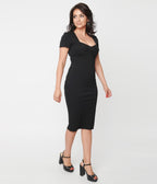 Unique Vintage Black Robbie Wiggle Dress - Unique Vintage - Pencil Dresses