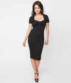 Unique Vintage Black Robbie Wiggle Dress - Unique Vintage - Pencil Dresses