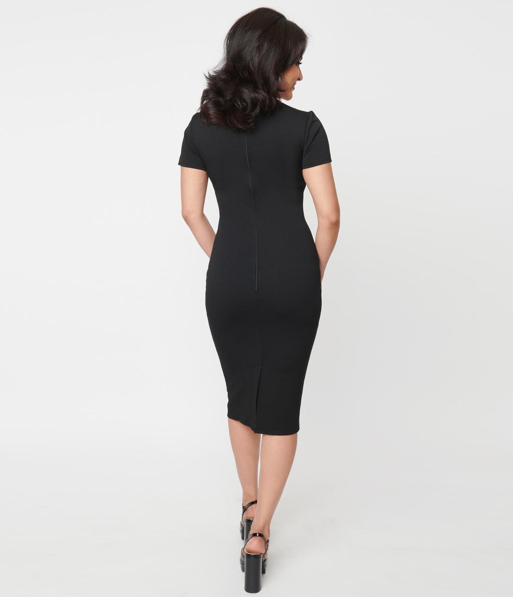 Unique Vintage Black Robbie Wiggle Dress - Unique Vintage - Pencil Dresses