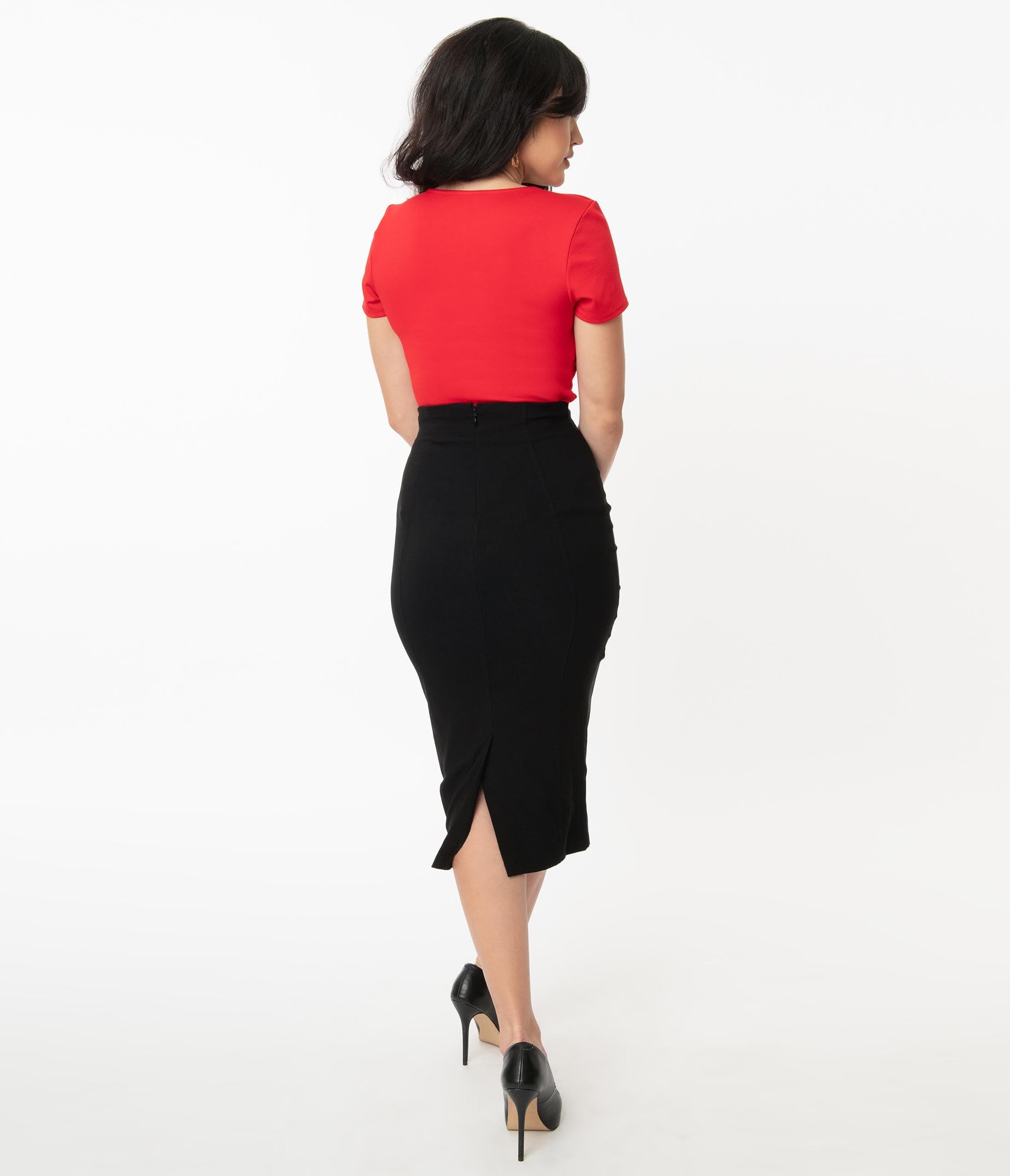 Unique Vintage Black Sailor High Waist Sierra Pencil Skirt