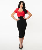 Unique Vintage Black Sailor High Waist Sierra Pencil Skirt - Unique Vintage - Womens, BOTTOMS, SKIRTS