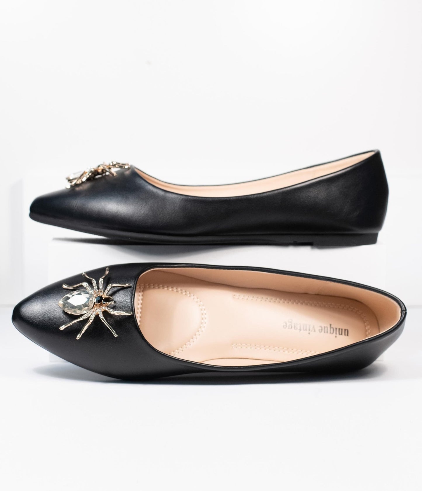 Unique Vintage Black Spider Evie Flats - Unique Vintage - Womens, HALLOWEEN, SHOES
