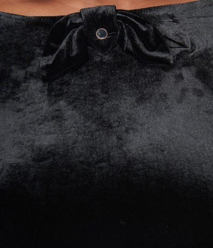 Unique Vintage Black Velvet Faux Bow Devon Swing Dress - Unique Vintage - Womens, DRESSES, SWING