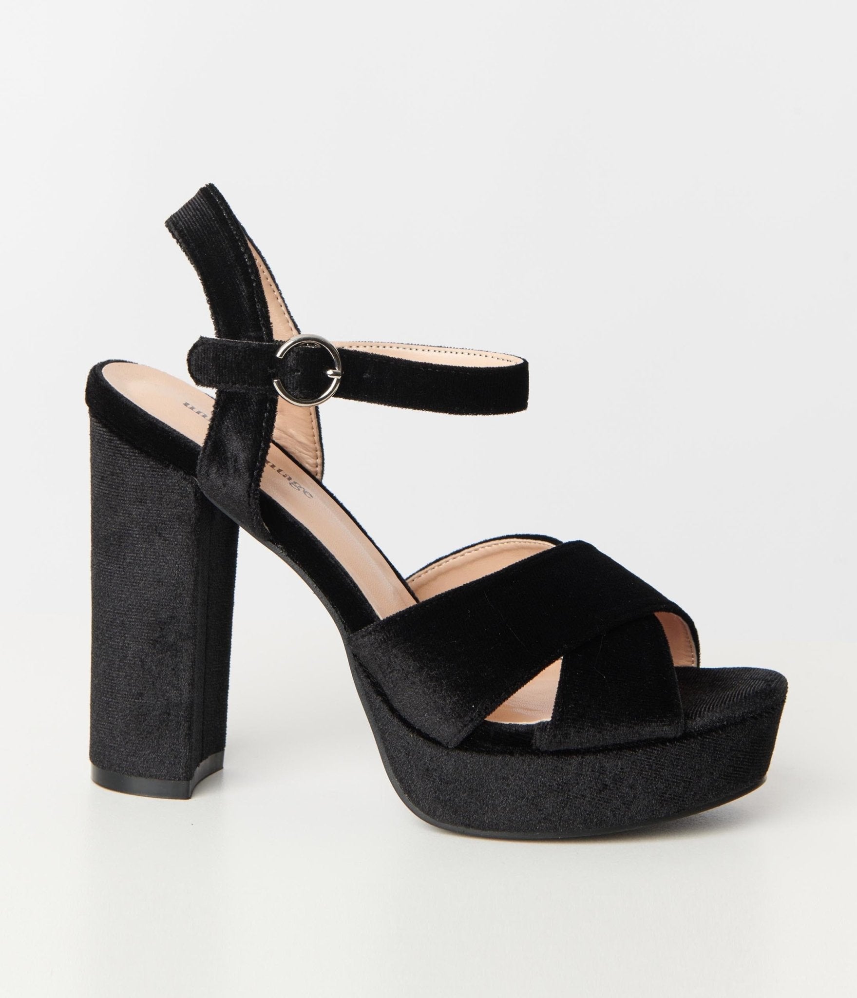 Zara | Shoes | Zara Basics Black Velvet Platform Heels | Poshmark