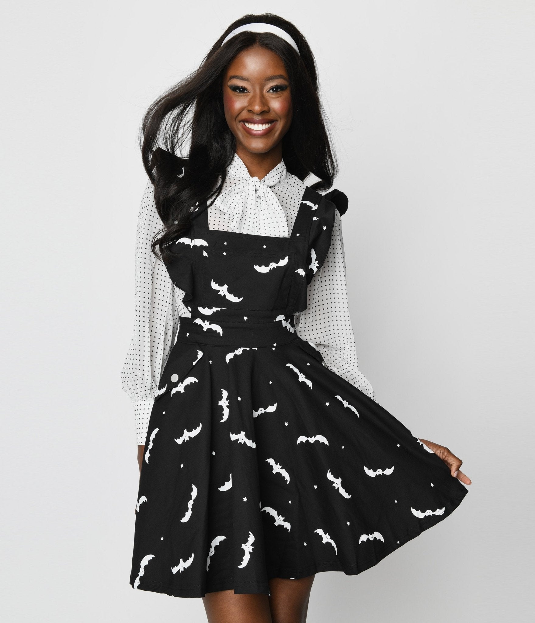 Black and white pinafore dress sale