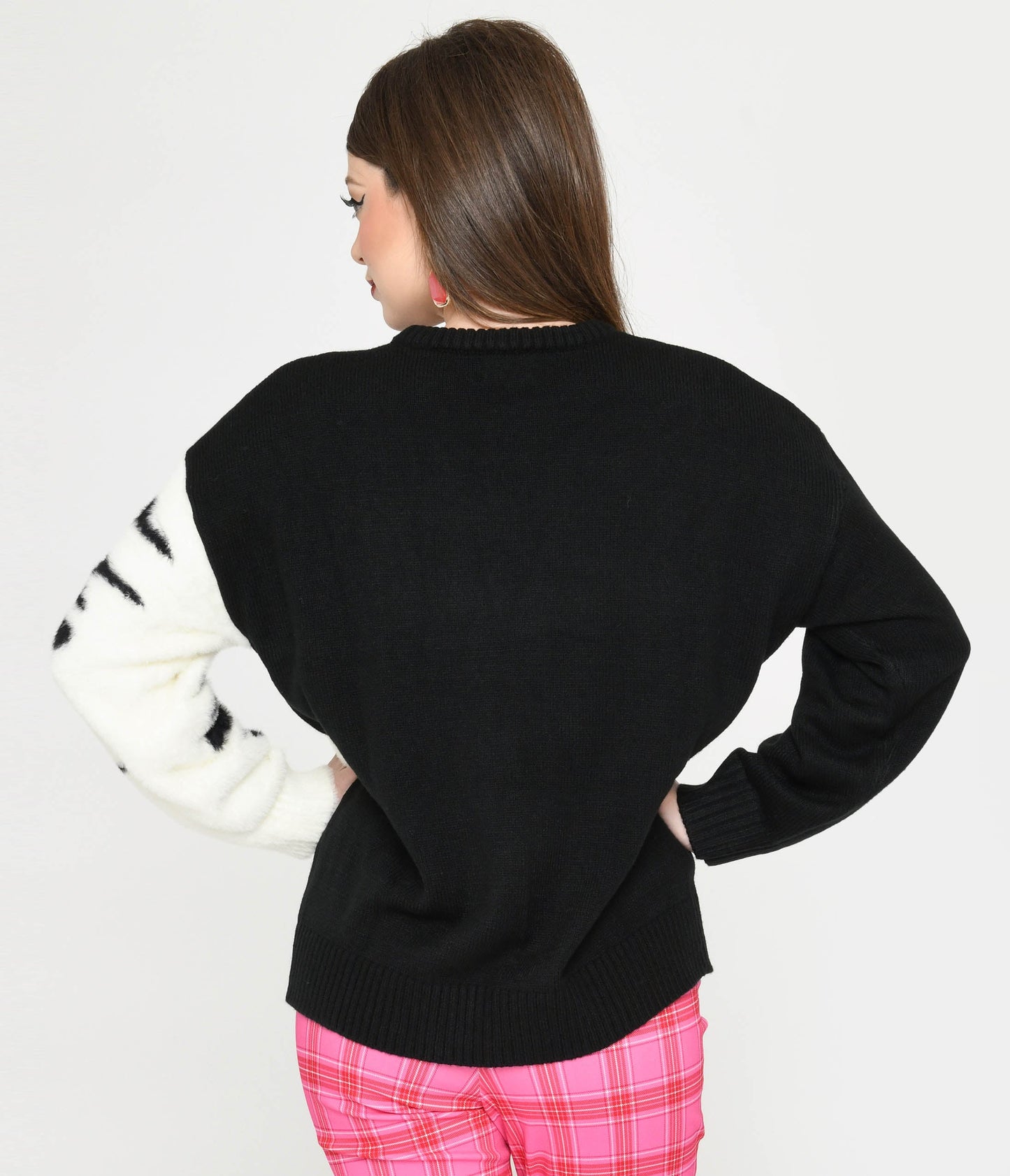 Unique Vintage Black & White Cat Long Sleeve Sweater - Unique Vintage - Womens, TOPS, SWEATERS
