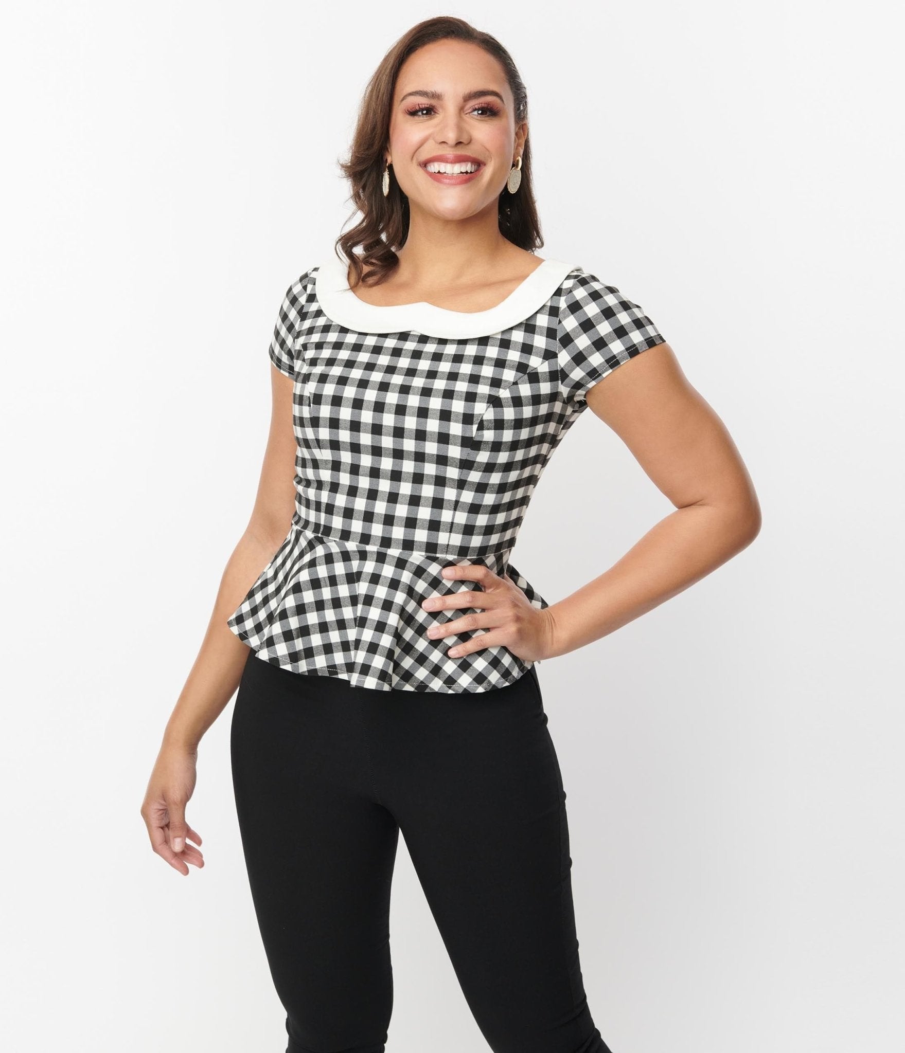 Black and white gingham top sale