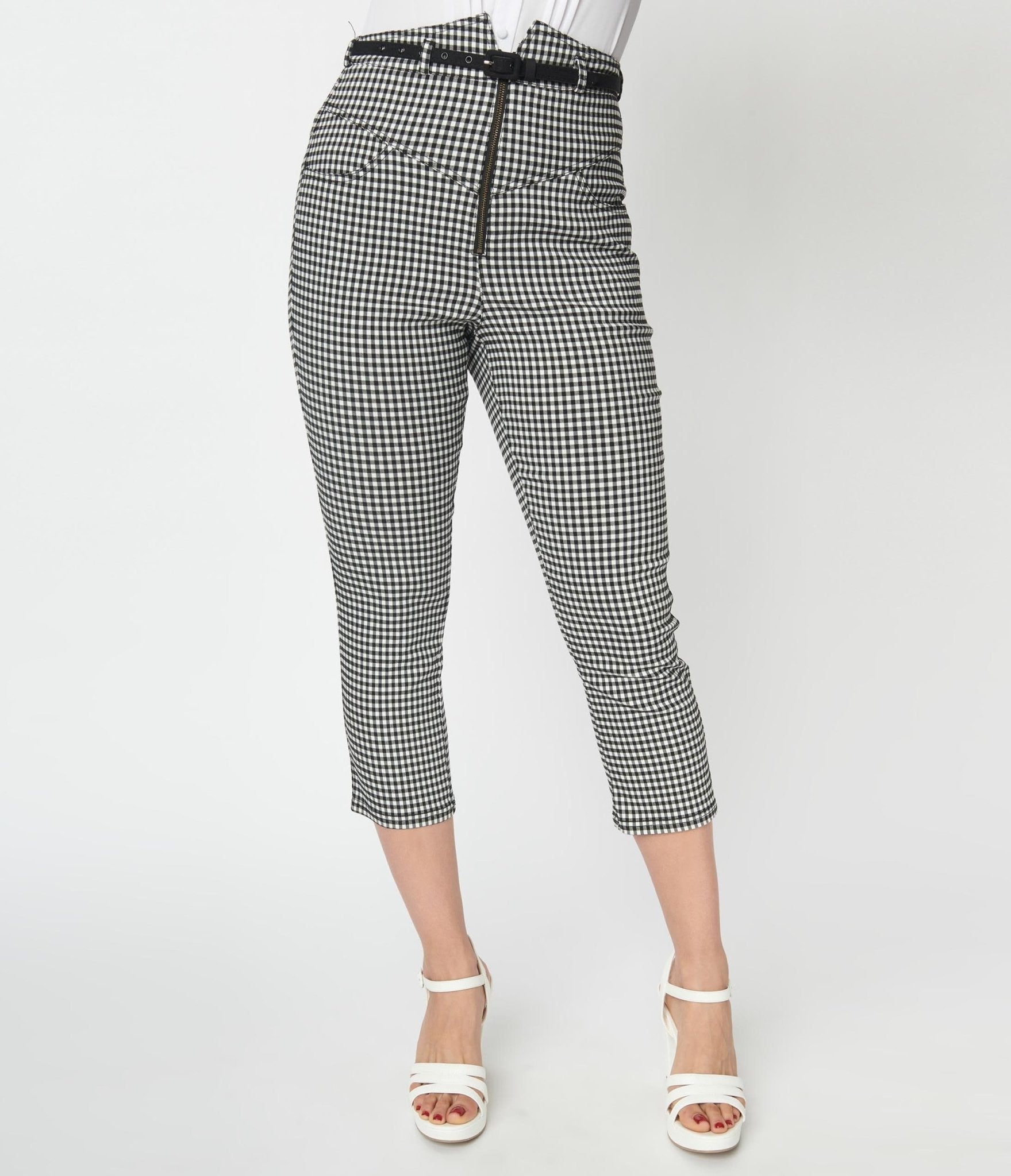 Black and white store checkered capri pants
