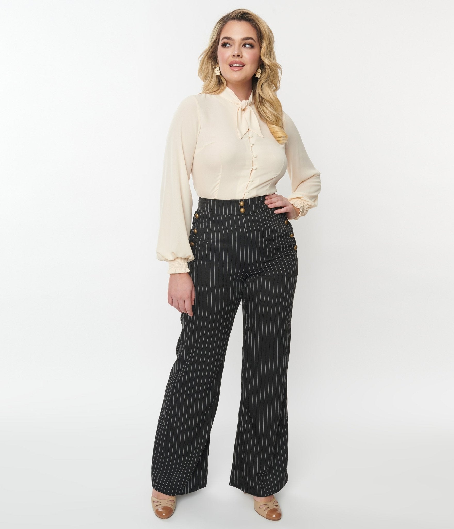 White outlet pinstripe pants
