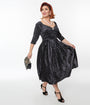 Unique Vintage Black & White Polka Dot Velvet Lamar Swing Dress