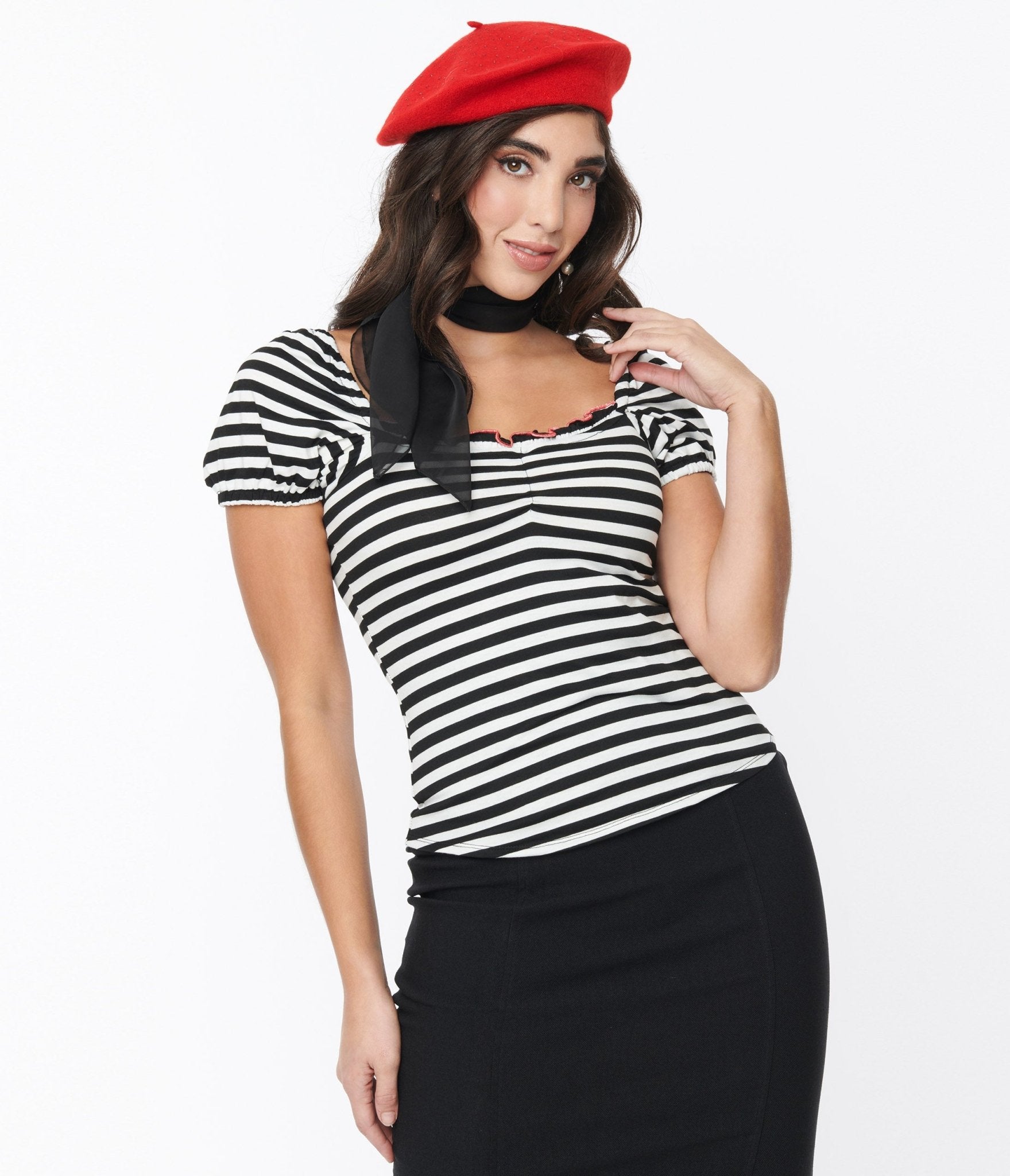 Vintage black and shop white striped shirt