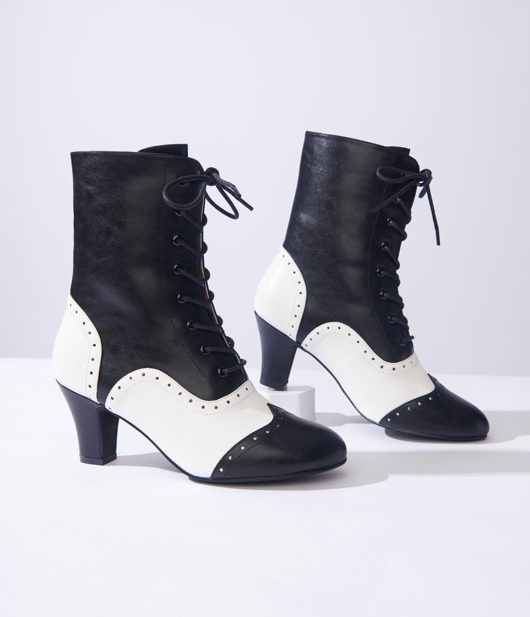 Vintage black lace up boots deals