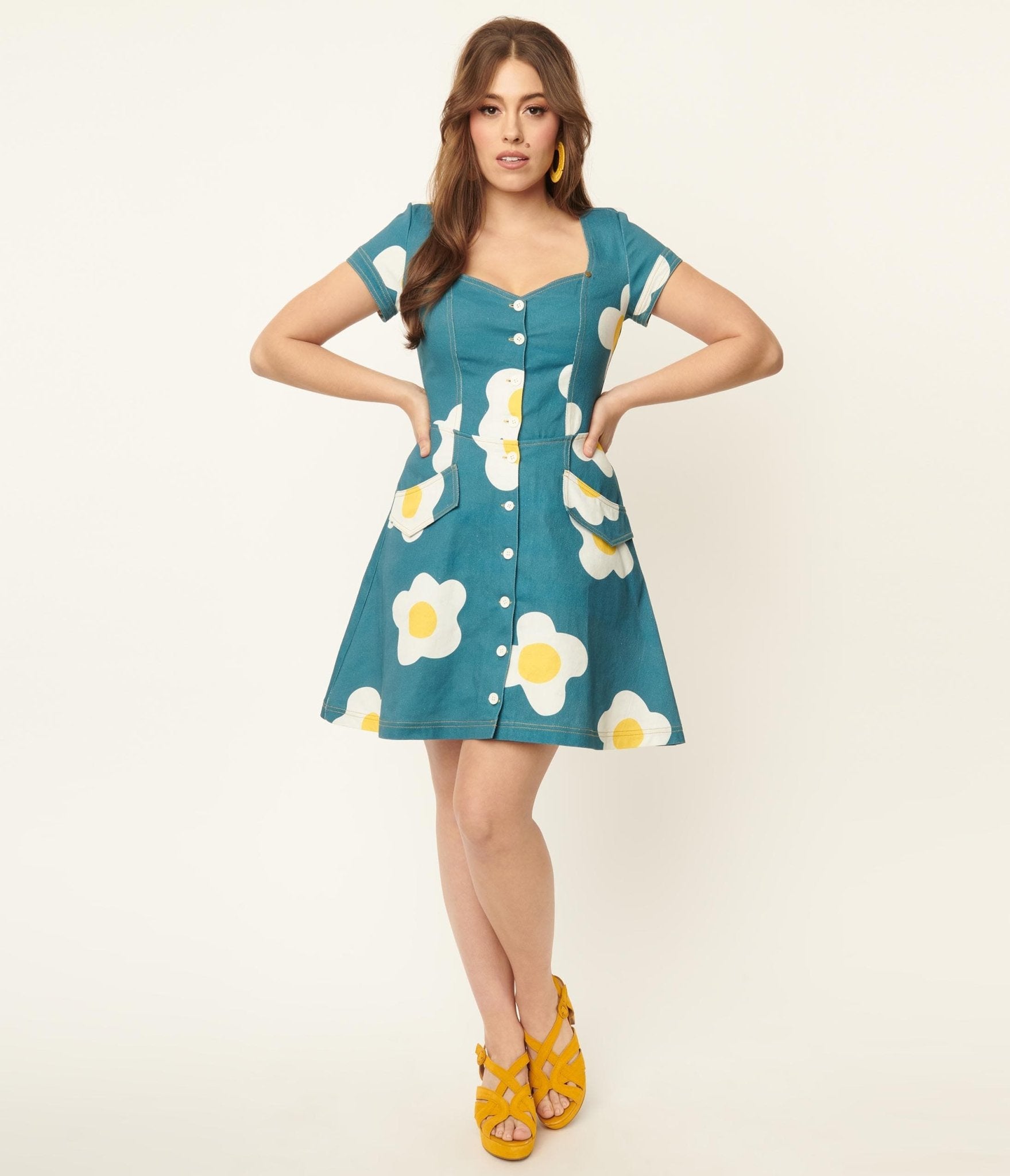 Denim fit and flare dress top