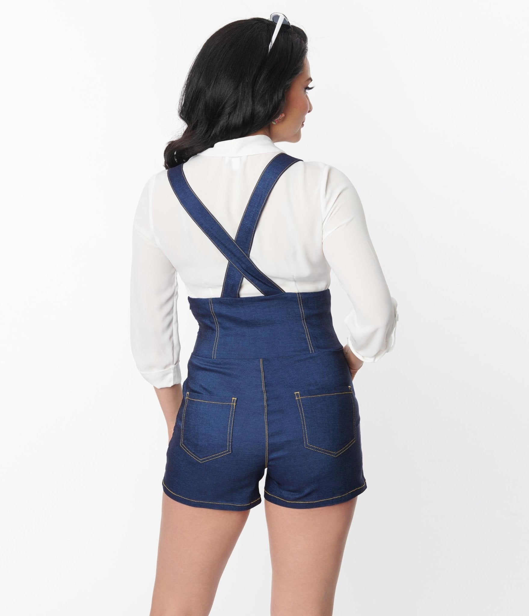 Denim clearance pinafore shorts
