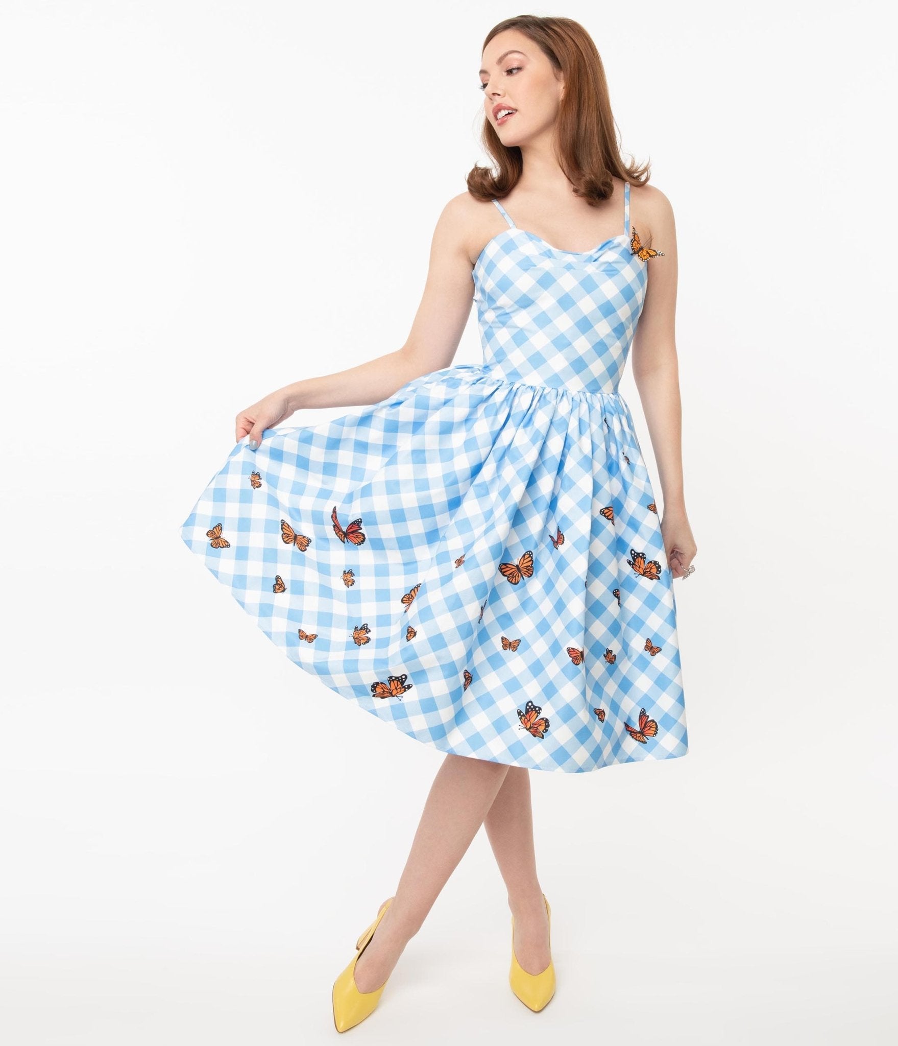Blue gingham sales swing dress