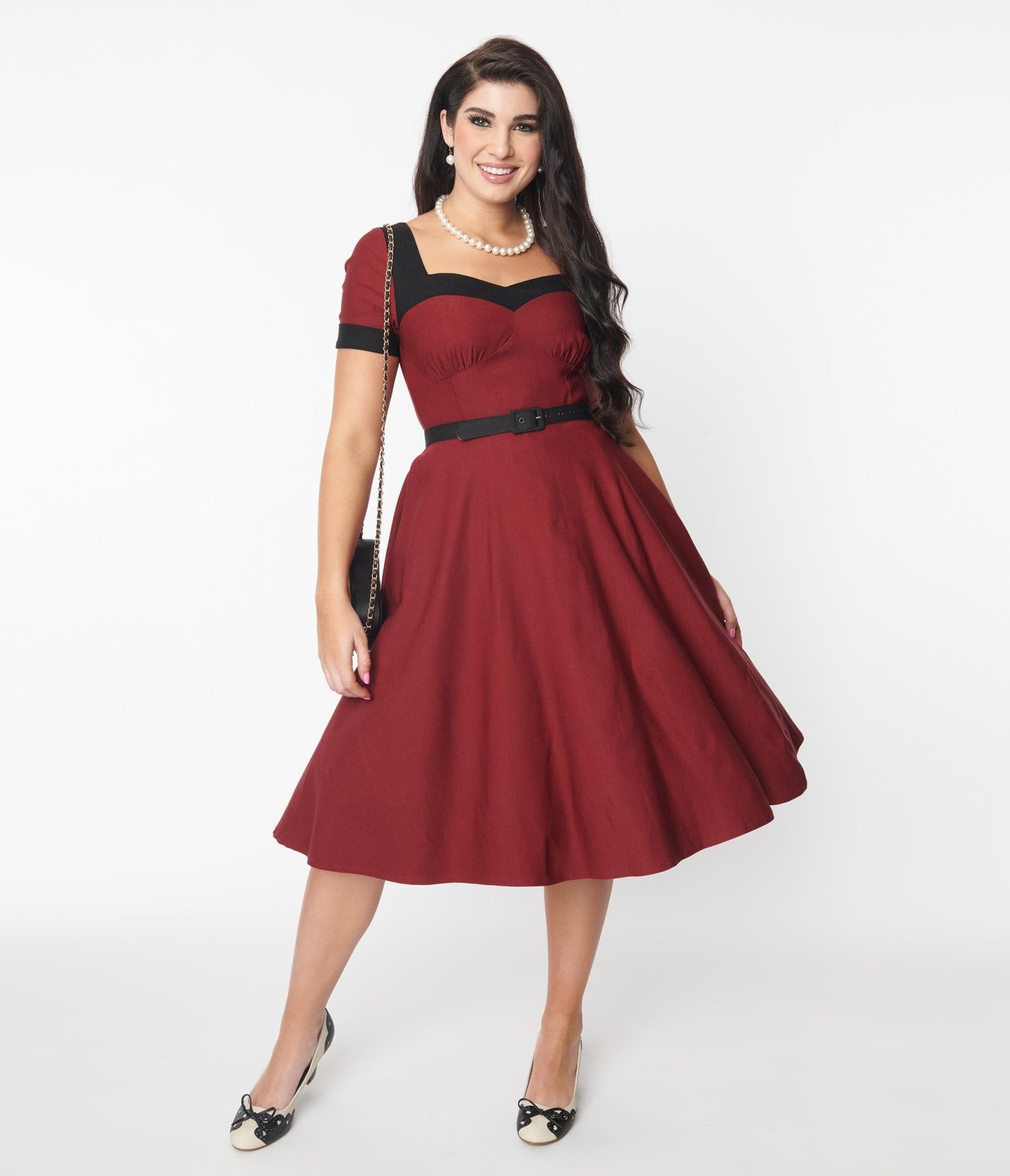 Burgundy rockabilly dress online