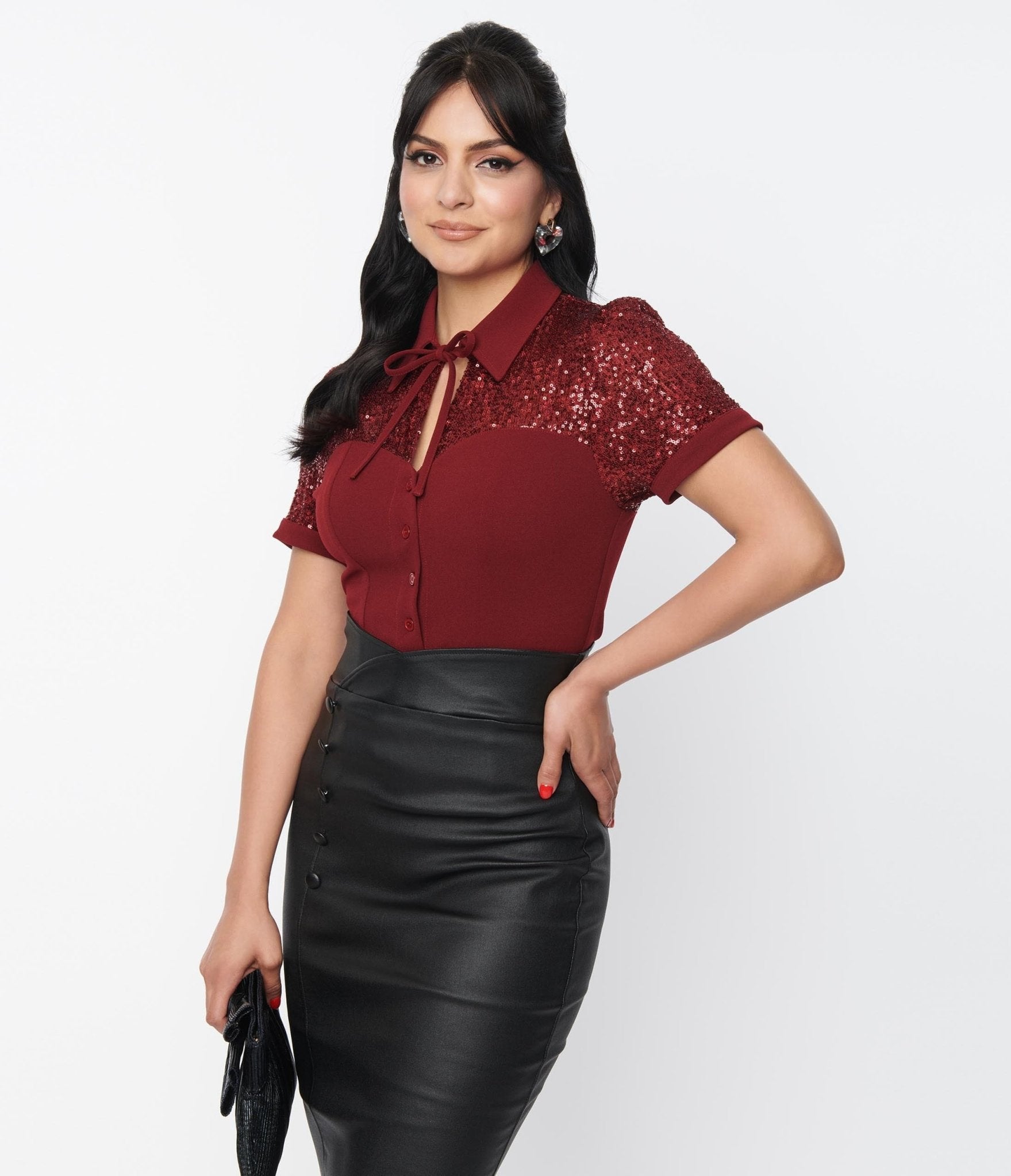 Burgundy blouse top