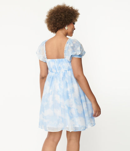 Unique Vintage Cloud Print Belle Babydoll Dress - Unique Vintage - Womens, DRESSES, BABYDOLL