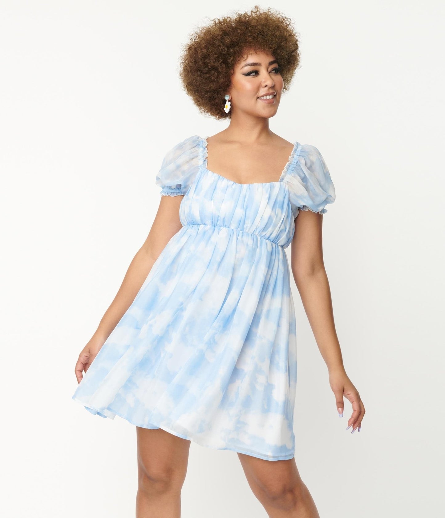 Unique Vintage Cloud Print Belle Babydoll Dress - Unique Vintage - Womens, DRESSES, BABYDOLL