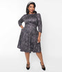 Unique Vintage Curve Black Spiderweb Swing Dress