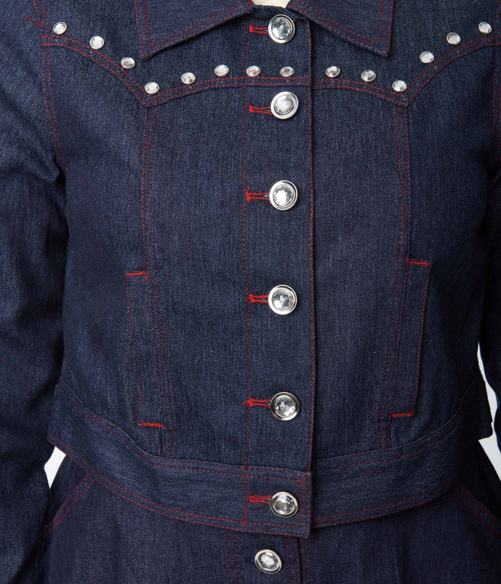 Unique Vintage Dark Denim Western Boxy Crop Jacket - Unique Vintage - Womens, TOPS, OUTERWEAR