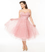 Unique Vintage Dusty Rose Glitter Tulle Cupcake Swing Dress