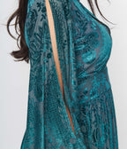 Unique Vintage Emerald Floral Fringe Flutter Sleeve Caftan - Unique Vintage - Womens, DRESSES, MAXI