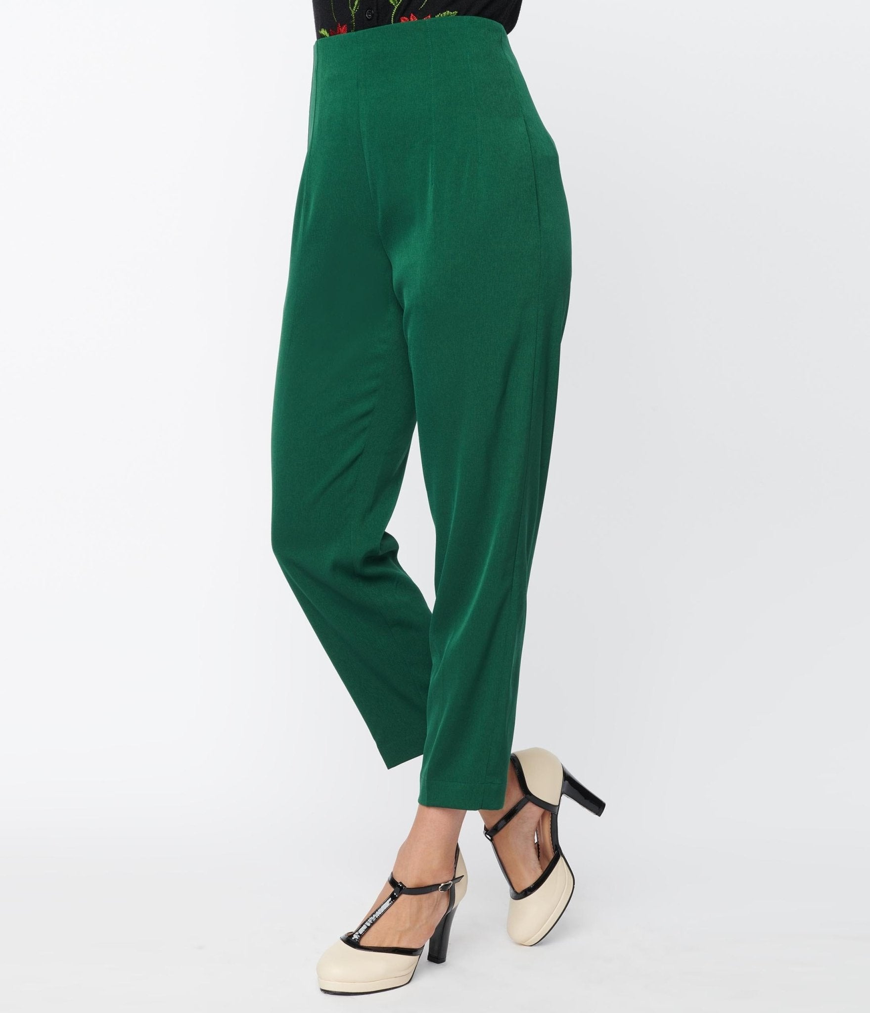 Unique Vintage Emerald Front Pleat Pants - Unique Vintage - Womens, BOTTOMS, PANTS