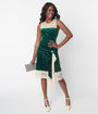 Unique Vintage 1920s Emerald Green Crushed Velvet & Ivory Lace Flapper Dress