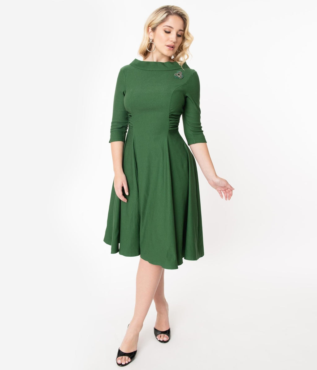 Unique Vintage Emerald Nicola Swing Dress - Unique Vintage - Womens, DRESSES, SWING