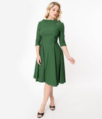 Unique Vintage Emerald Nicola Swing Dress - Unique Vintage - Womens, DRESSES, SWING