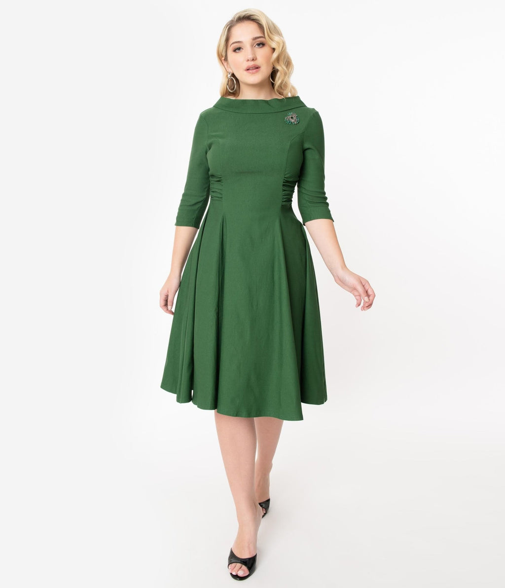 Unique Vintage Emerald Nicola Swing Dress - Unique Vintage - Womens, DRESSES, SWING