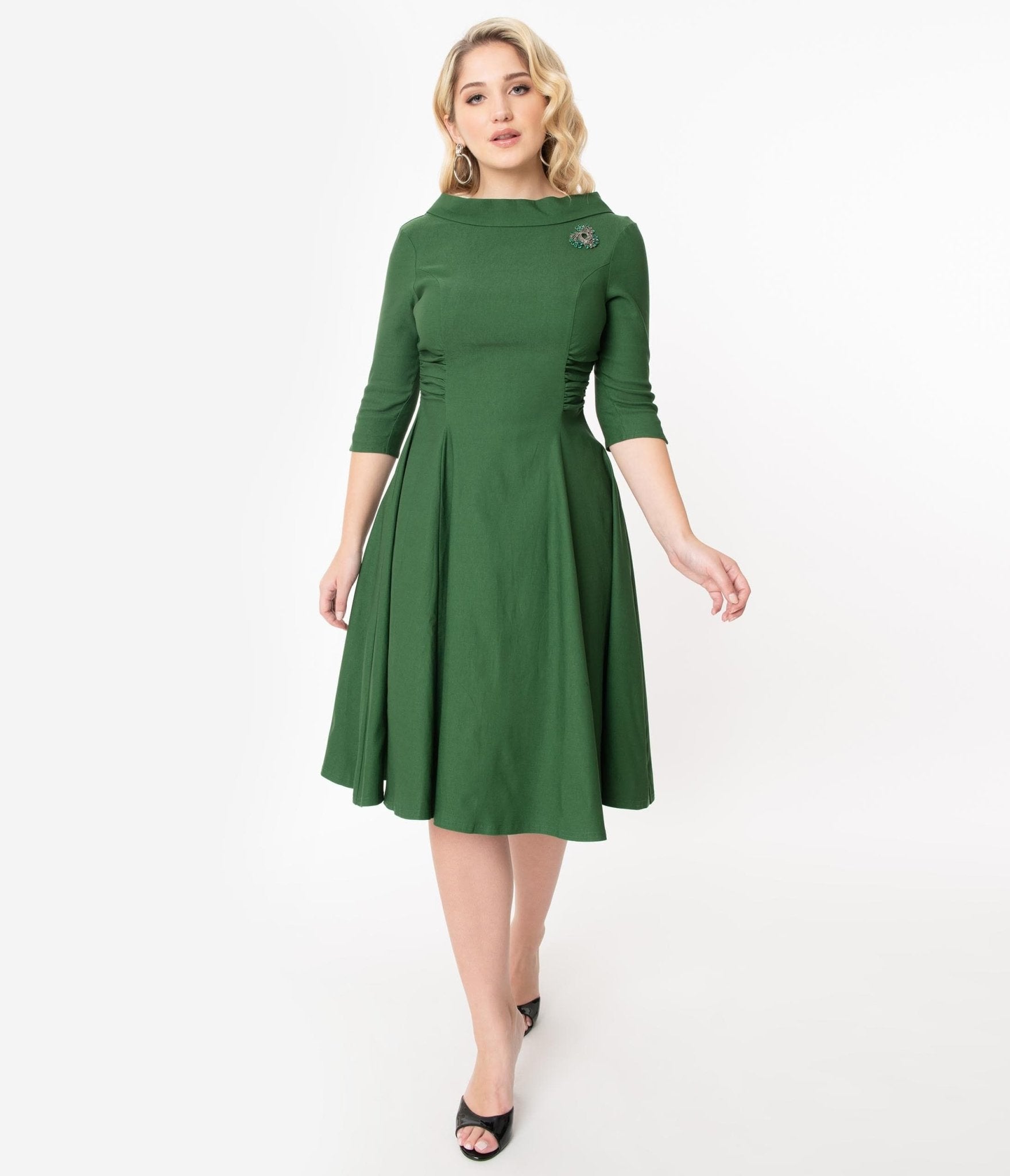 Unique Vintage Emerald Nicola Swing Dress - Unique Vintage - Womens, DRESSES, SWING