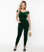 Unique Vintage Emerald Velvet Gillian Jumpsuit