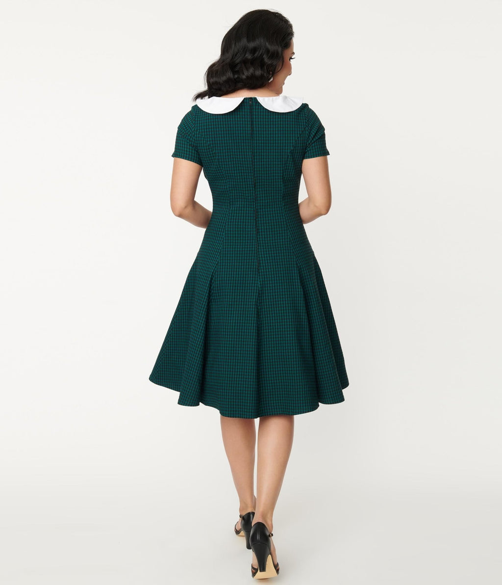 Unique Vintage Green & Black Gingham Eloise Swing Dress - Unique Vintage - Womens, DRESSES, SWING