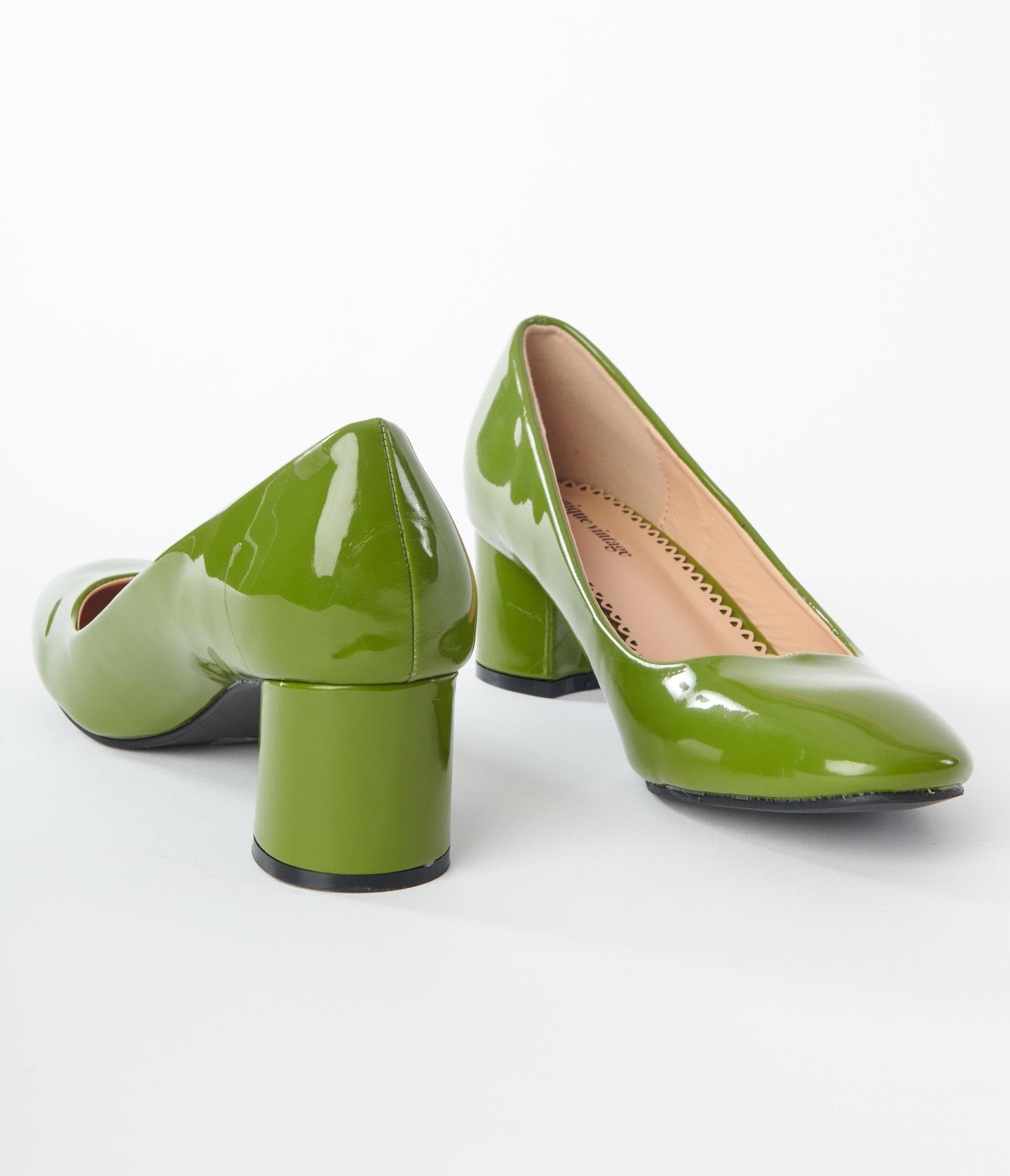 Unique Vintage Green Patent Block Heels - Unique Vintage - Womens, SHOES, HEELS