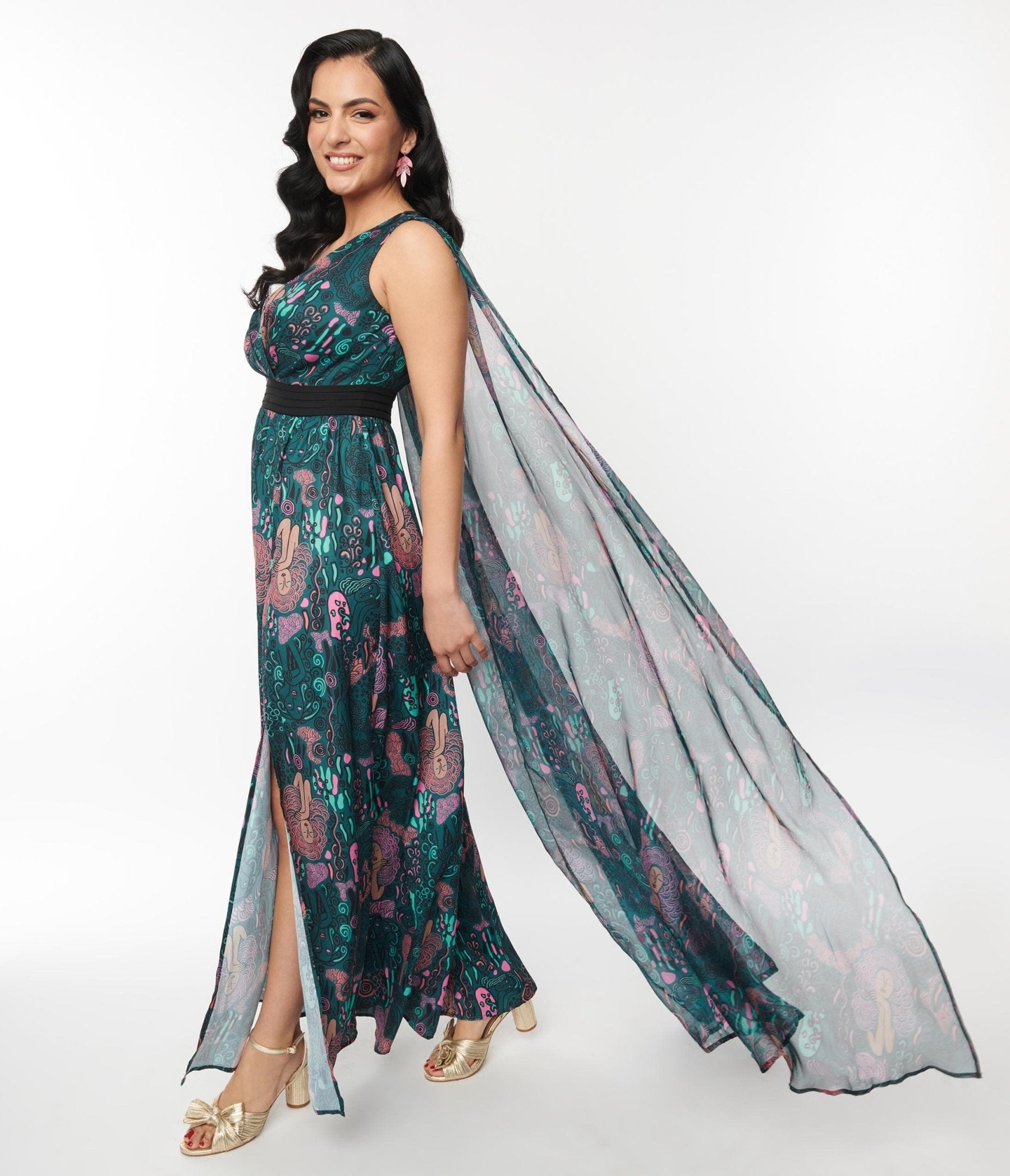 Cape maxi dress plus size sales