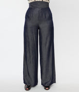 Unique Vintage Grey Chambray High Waist Pants