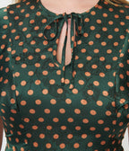 Unique Vintage Hunter Green & Rust Polka Dot Swing Dress - Unique Vintage - Womens, DRESSES, SWING
