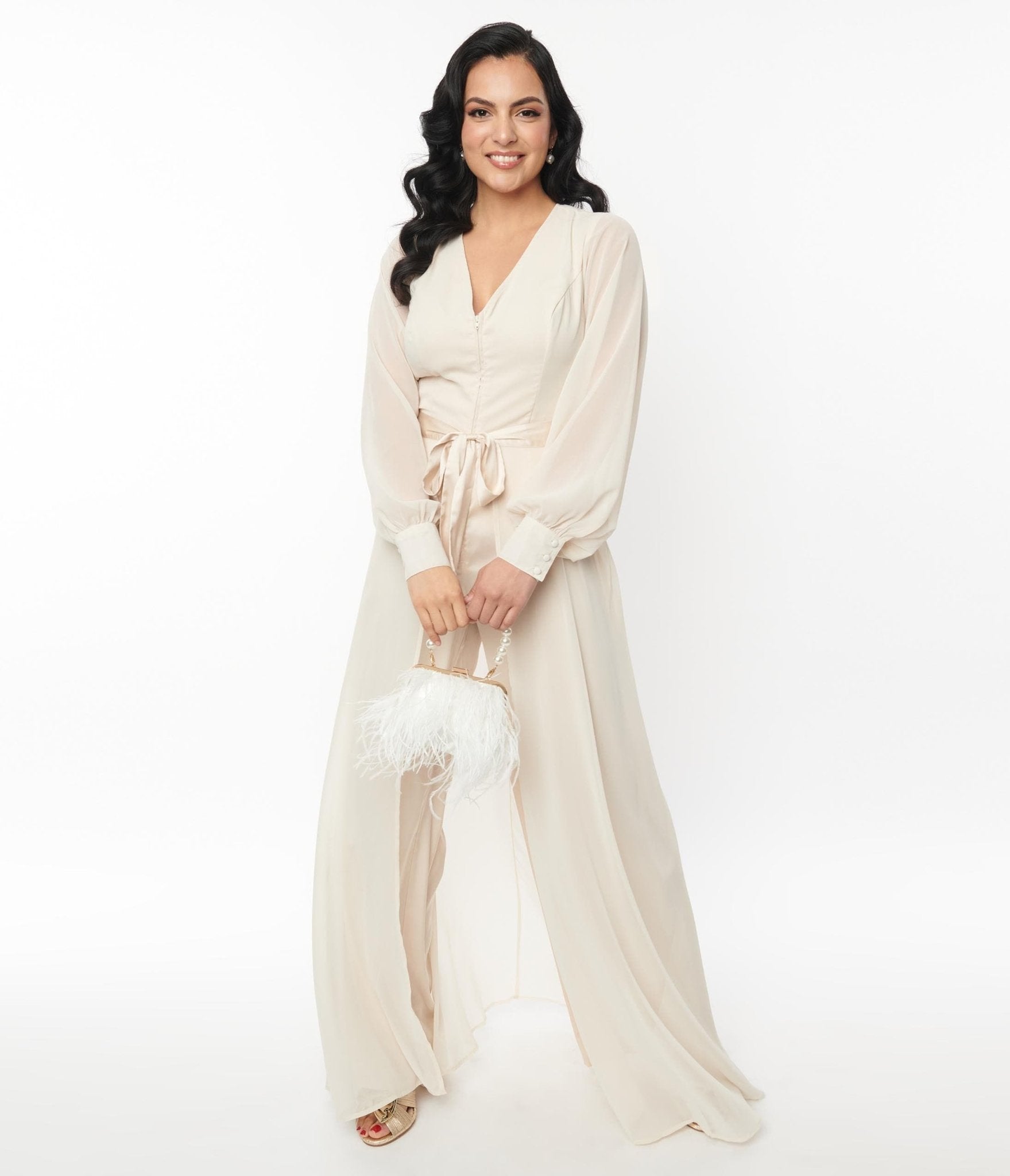 Jumpsuit with wrap around skirt clearance