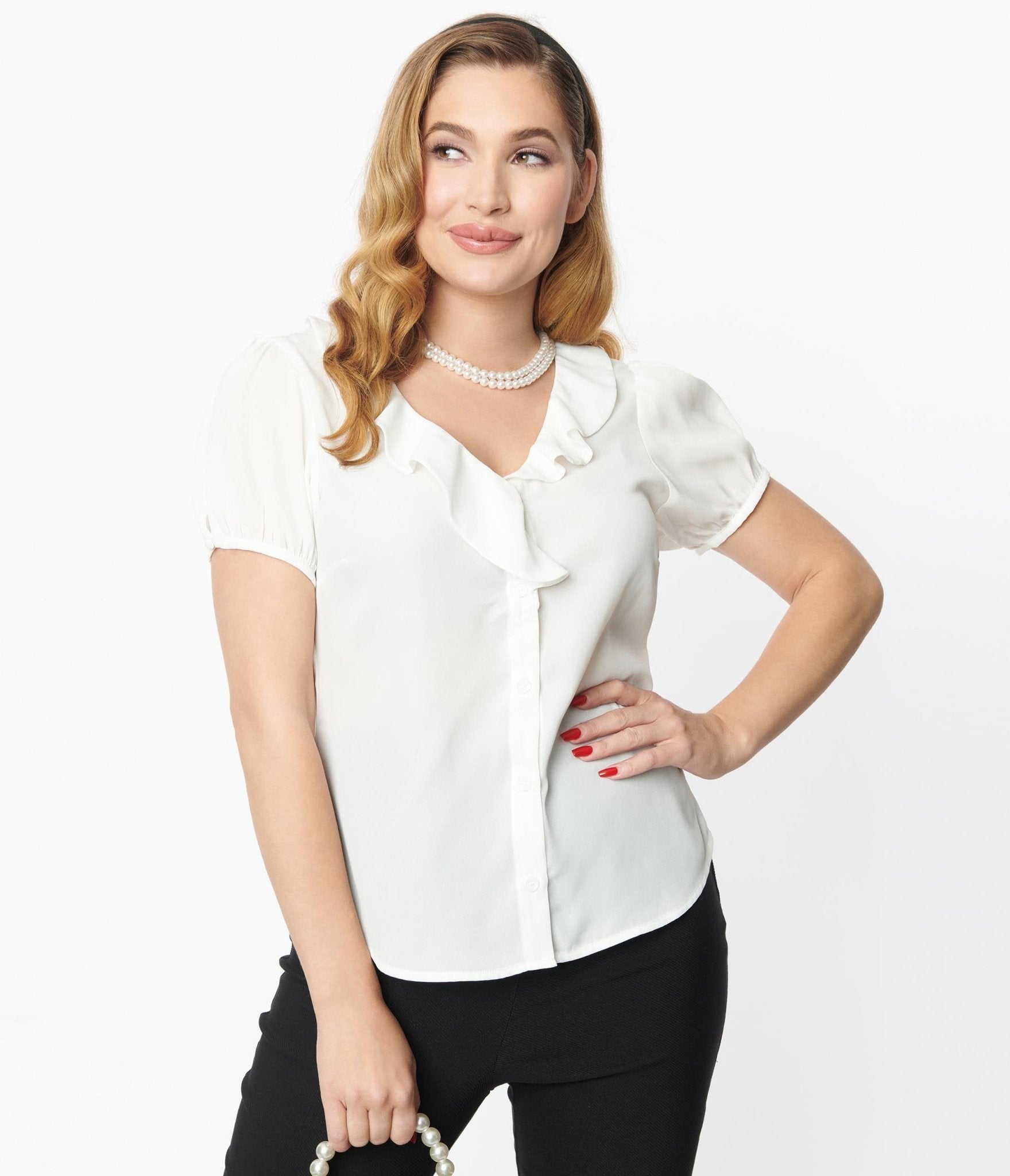 Short ruffle sleeve blouse new arrivals
