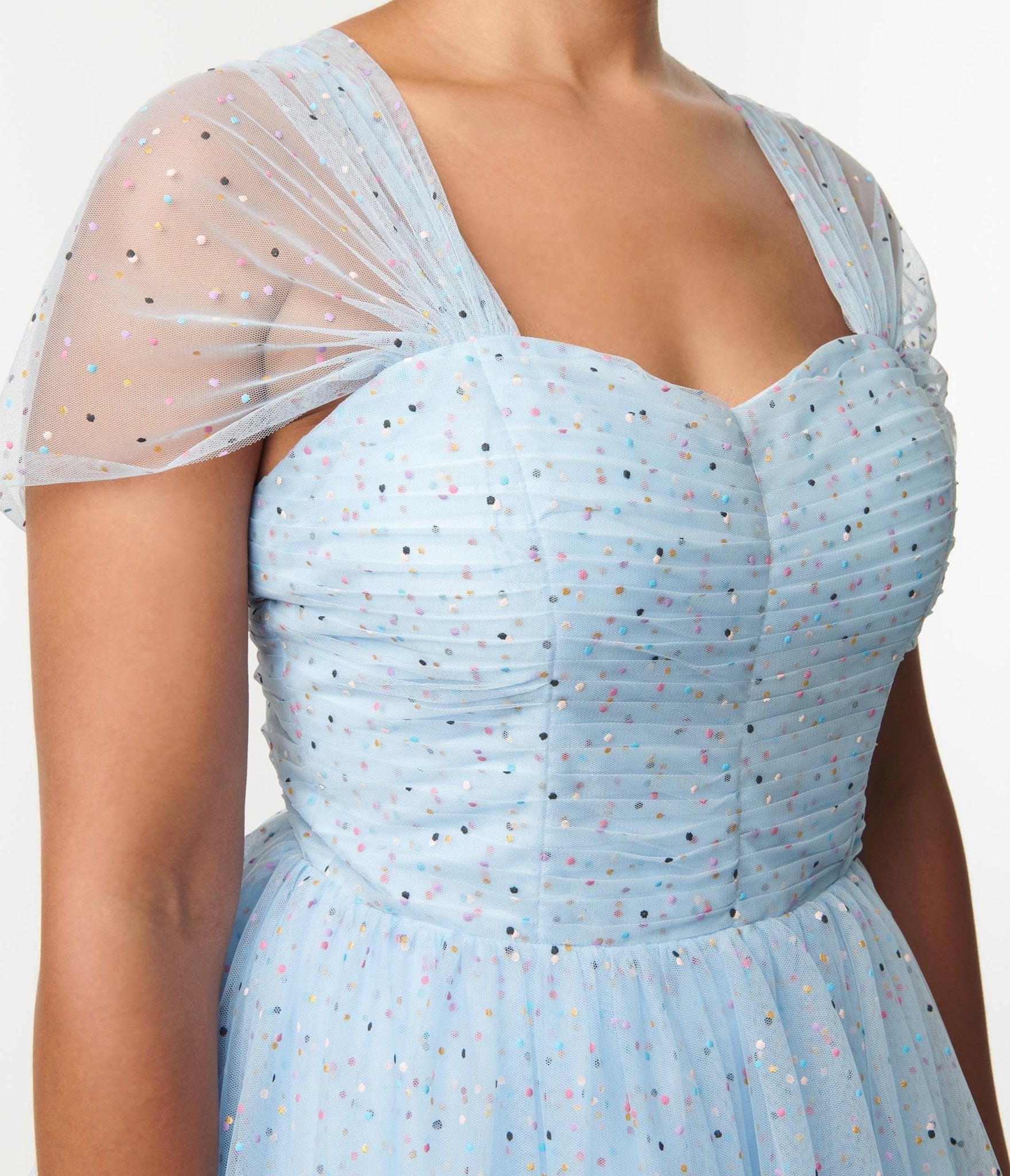 Unique Vintage Light Blue Confetti Dots Garden State Swing Dress