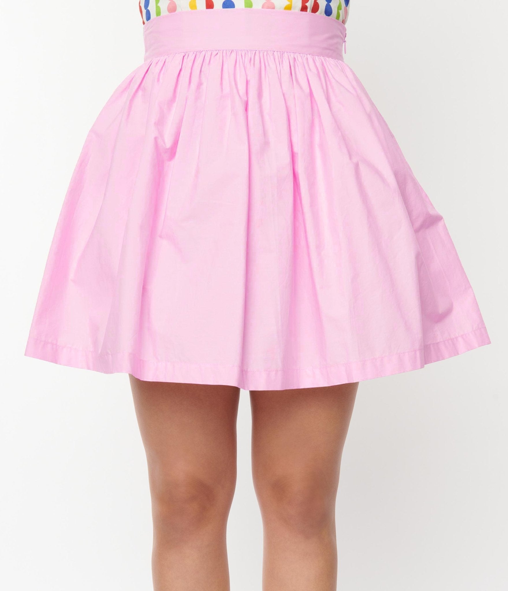 Unique Vintage Light Pink Gathered Mini Skirt - Unique Vintage - Womens, BOTTOMS, SKIRTS