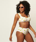 Unique Vintage Light Pink Stripes & Lemons Ruched & Ready Swim Top - Unique Vintage - Womens, SWIM, TOP