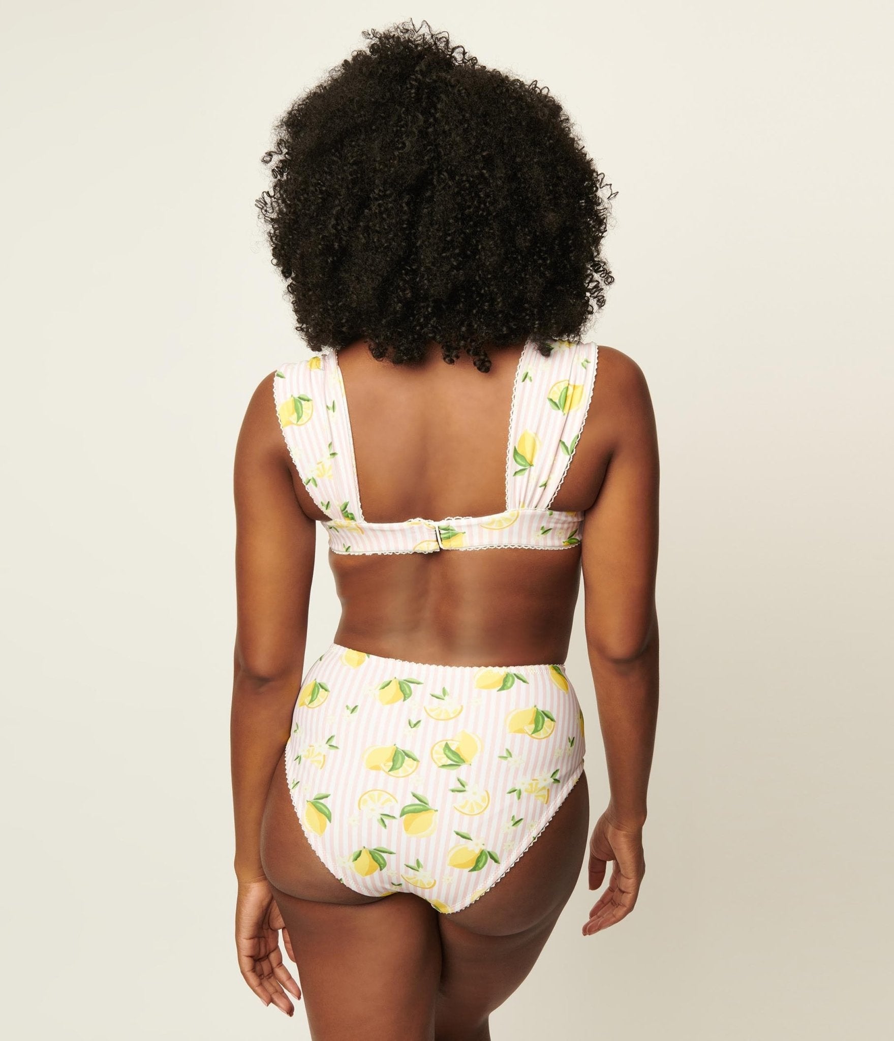 Unique Vintage Light Pink Stripes & Lemons Ruched & Ready Swim Top - Unique Vintage - Womens, SWIM, TOP