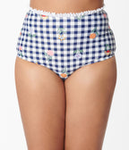 Unique Vintage Navy Gingham & Floral Cape May Swim Bottoms - Unique Vintage - Womens, SWIM, BOTTOM