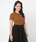 Unique Vintage Orange & Black Stripe Back To Basics Top - Unique Vintage - Womens, HALLOWEEN, TOPS